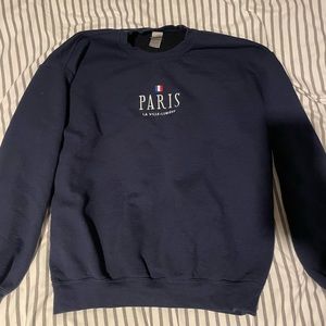 Paris France Navy Blue Crewneck Sweatshirt Unisex Size M
